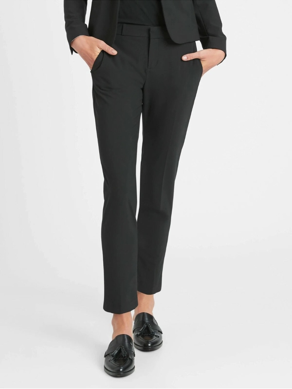 Banana Republic Avery Straight-Fit Washable Wool-Blend Ankle Pant NWT 2L Black